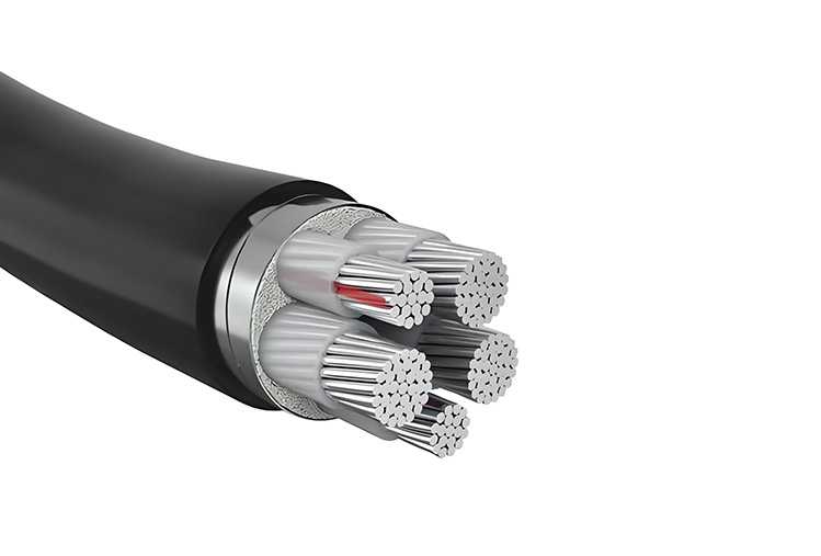 Cable de Potencia con Conductor de Aluminio, Aislamiento XLPE, Armadura de Cinta de Acero y Cubierta de PVC
